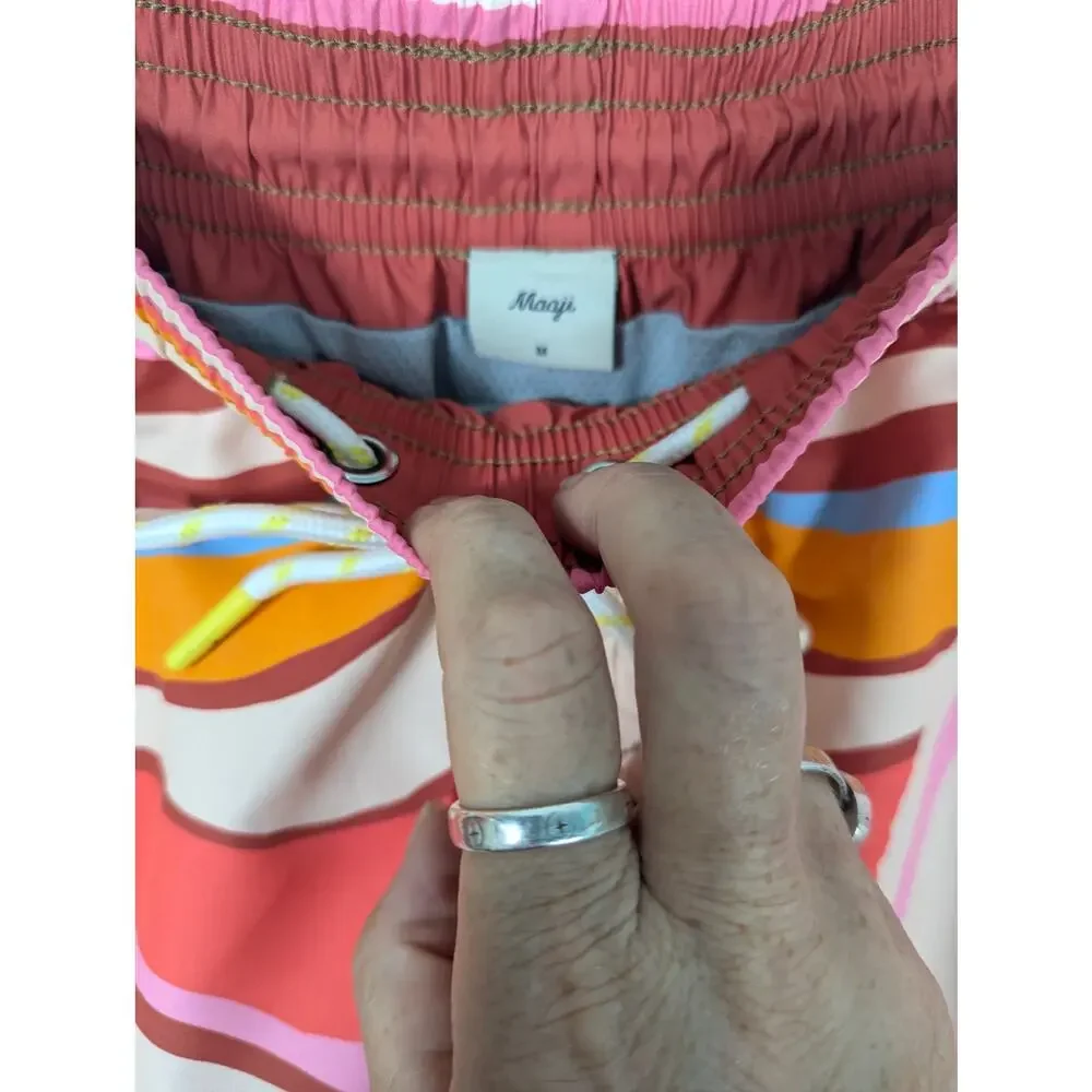 Maaji Sailor Sporty Shorts Swizzle Blossom Swim Trunks Pink Orange M NWT